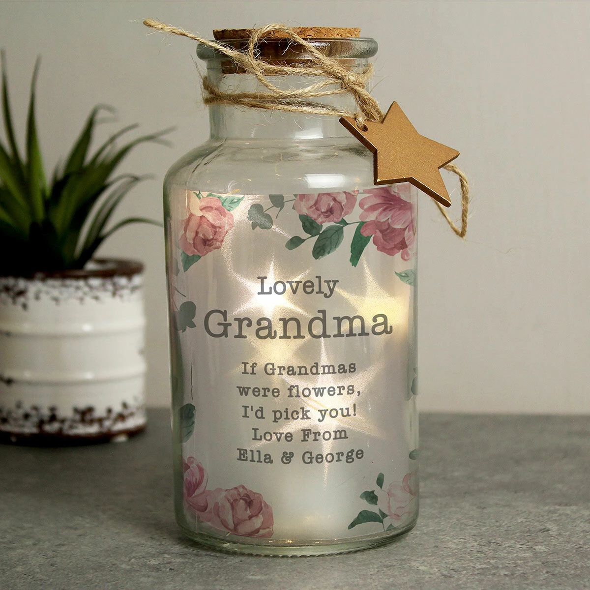 Personalised Floral Watercolour LED Glass Jar 5 Personalised Floral Watercolour LED Glass Jar - Image 3