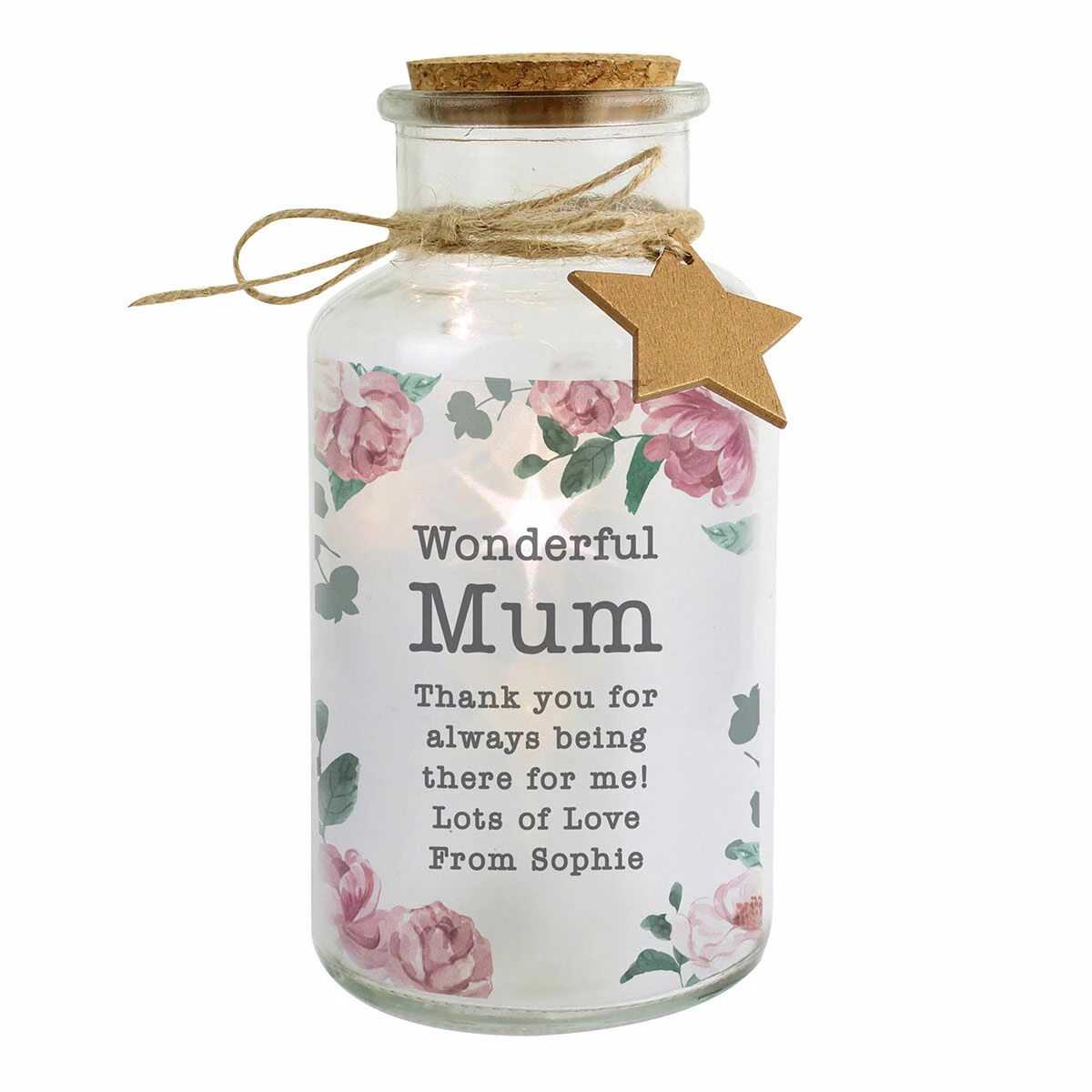 Personalised Floral Watercolour LED Glass Jar 4 Personalised Floral Watercolour LED Glass Jar - Image 2