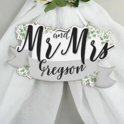 Personalised ‘Mr & Mrs’ Wooden Hanging Decoration -Campus Gifts Sales p071195 personalised mr and mrs wooden hanging decoration 4