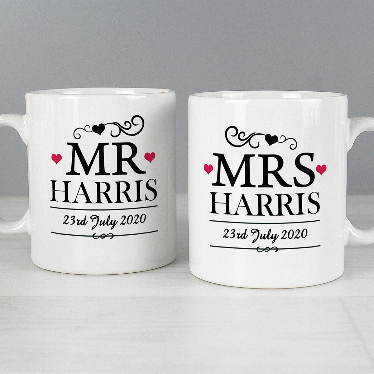 Personalised Mr & Mrs Mug Set 3 Personalised Mr & Mrs Mug Set
