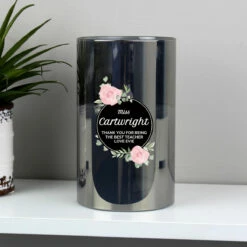 Personalised Floral Smoked Glass Jar LED Candle -Campus Gifts Sales p1007d45 4