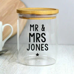 Personalised Glass Jar -Campus Gifts Sales p1007d79 personalised free text glass jar with bamboo 7