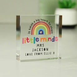Personalised Teacher ‘Shape Little Minds’ Crystal Token -Campus Gifts Sales p1007e27