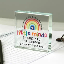 Campus Gifts Sales 30 Personalised Teacher ‘Shape Little Minds’ Crystal Token