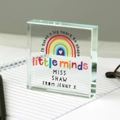 Personalised Teacher ‘Shape Little Minds’ Crystal Token -Campus Gifts Sales p1007e27 5