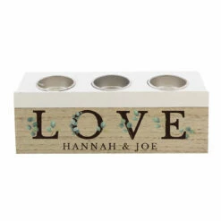 Personalised ‘Love’ Botanical Triple Tealight Box -Campus Gifts Sales p1011f32 3