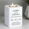 Personalised Couples White Wooden Tealight Holder