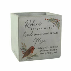 Personalised Robin Memorial Concrete Plant Pot -Campus Gifts Sales p1013a10 pmc personalised robin memorial concrete plant pot 5