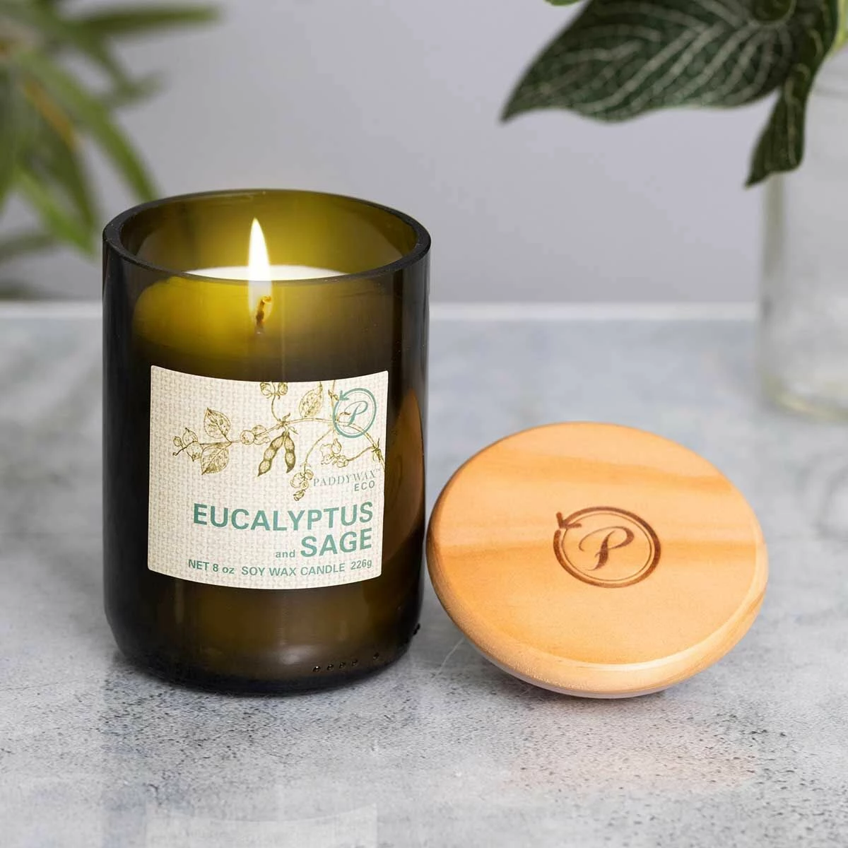 Paddywax Eco 226g Eucalyptus And Sage Green Recycled Glass Soy Candle 4 Paddywax Eco 226g Eucalyptus And Sage Green Recycled Glass Soy Candle - Image 2
