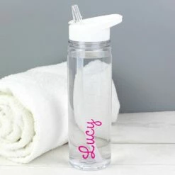 Personalised Island Water Bottle With Pink Text -Campus Gifts Sales peronalised memento company p103211 pink island water bottle 6