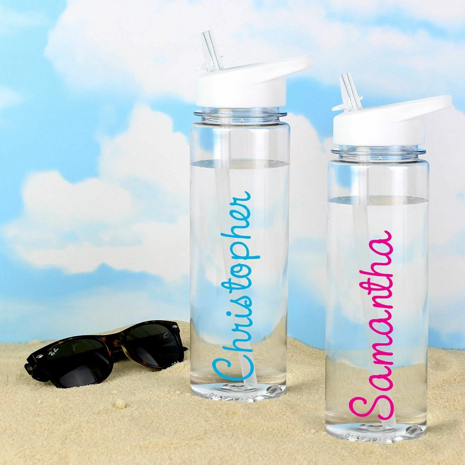 Personalised Island Water Bottle With Blue Text 4 Personalised Island Water Bottle With Blue Text - Image 2