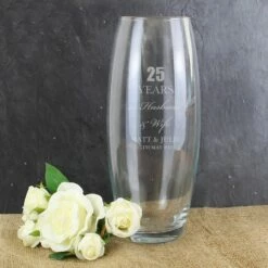 Personalised Anniversary Glass Bullet Vase -Campus Gifts Sales personalised memento company p0107e81 anniversary bullet vase 3