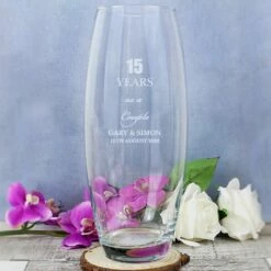 Personalised Anniversary Glass Bullet Vase -Campus Gifts Sales personalised memento company p0107e81 anniversary bullet vase 5