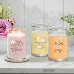 Yankee Candle Pink Cherry & Vanilla Signature Large Jar Candle -Campus Gifts Sales pink cherry cupcake mango signature jar collection lifestyle 1