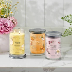 Yankee Candle Mango Ice Cream Signature Large Tumbler Candle -Campus Gifts Sales pink cherry cupcake mango signature tumbler collection lifestyle 1 2
