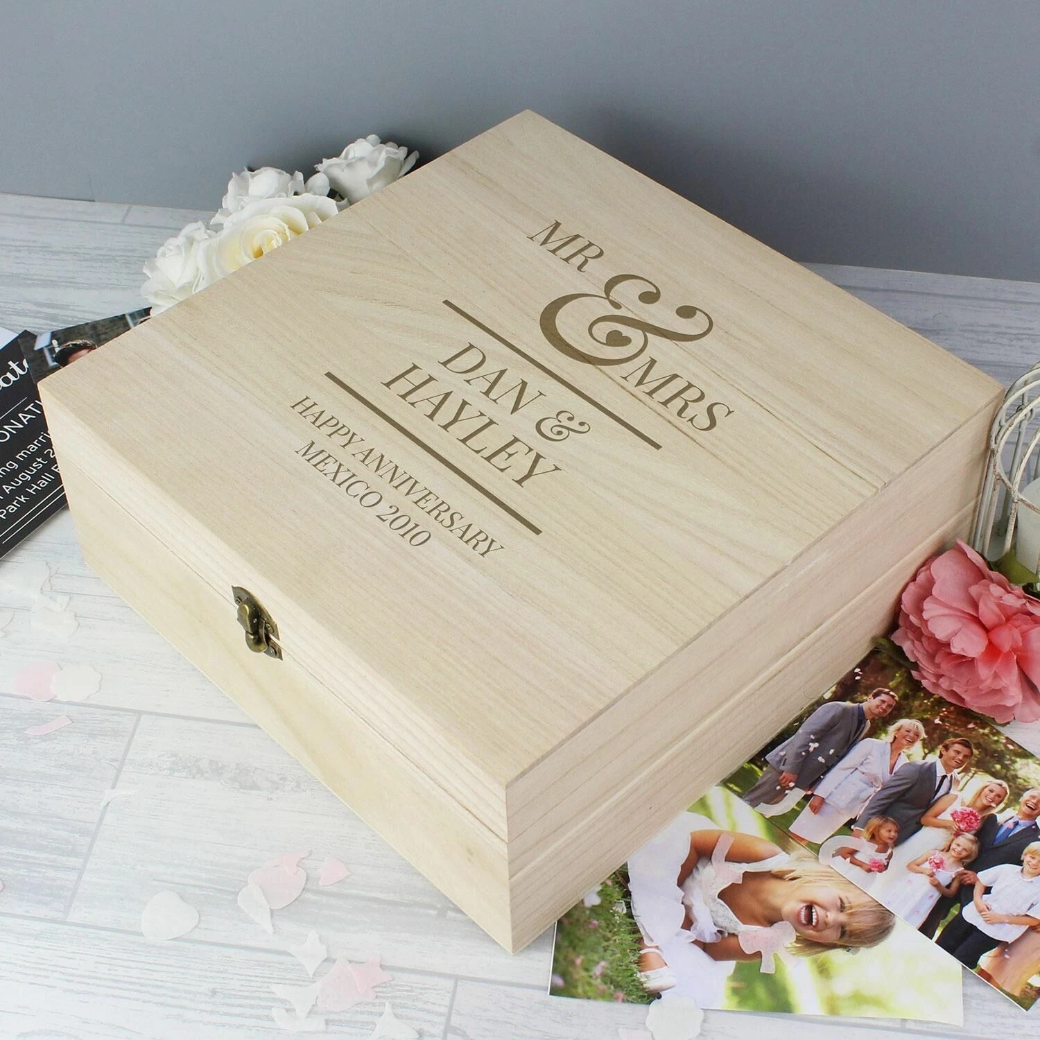 Personalised Mr & Mrs Large Wooden Keepsake Box 3 Personalised Mr & Mrs Large Wooden Keepsake Box