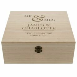 Personalised Mr & Mrs Large Wooden Keepsake Box 9 Personalised Mr & Mrs Large Wooden Keepsake Box -Campus Gifts Sales pmc p1014a54 mr and mrs wooden box 2 1