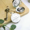 Personalised Floral Round Photo Frame Keyring -Campus Gifts Sales pmc personalised p0102z26 floral round photo frames keyring 01