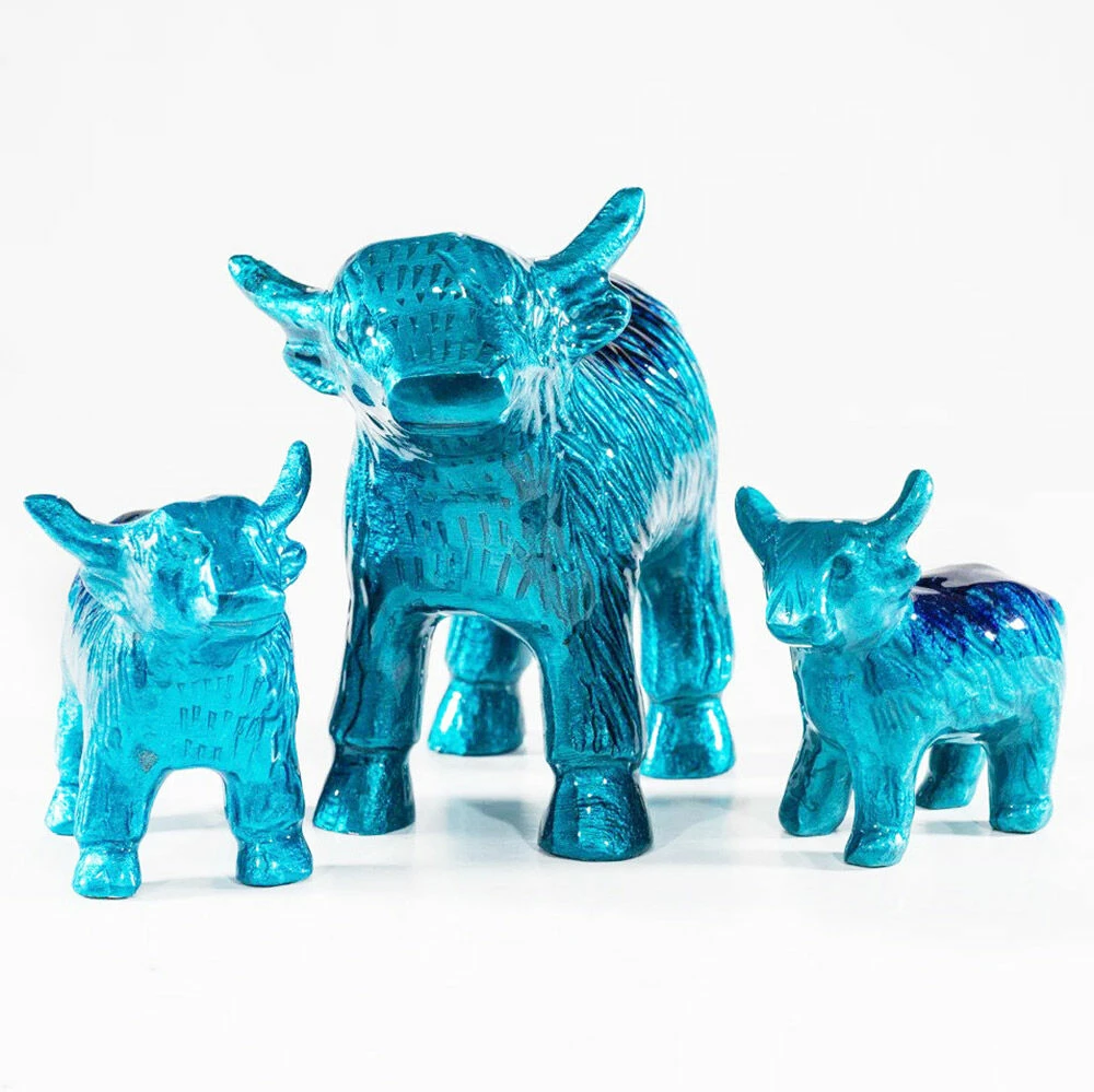 Tilnar Art Aluminark Brushed Aqua Large Highland Cow 5 Tilnar Art Aluminark Brushed Aqua Large Highland Cow - Image 3