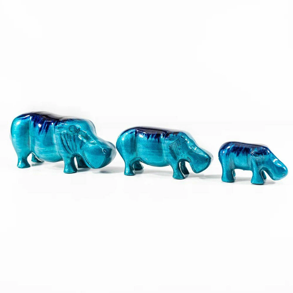 Tilnar Art Aluminark Brushed Aqua Large Hippo 5 Tilnar Art Aluminark Brushed Aqua Large Hippo - Image 3