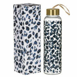 Widdop & Co Frida Leopard Print 420ml Glass Water Bottle