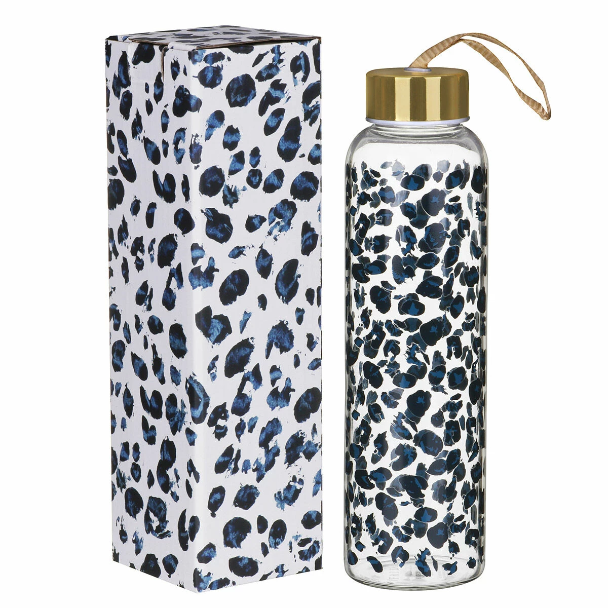 Widdop & Co Frida Leopard Print 420ml Glass Water Bottle 3 Widdop & Co Frida Leopard Print 420ml Glass Water Bottle