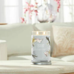 Yankee Candle Smoked Vanilla & Cashmere Signature Large Tumbler Candle -Campus Gifts Sales yankee candle 1630057e smoked vanilla cashmere signature large tumbler candle lifestyle 1